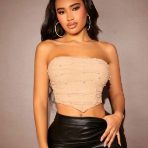 SHEIN SXY Haut Tube À Embellissement De Perles Pour Femmes