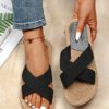 Femme Sandales minimaliste à bande unique en polyester vacances – Image 2