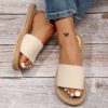 Femme Sandales minimaliste à bande unique en polyester vacances – Image 10
