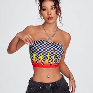 SHEIN X Breakaway SHEIN Coolane Haut Bandeau Imprimé À Carreaux Pour Femmes