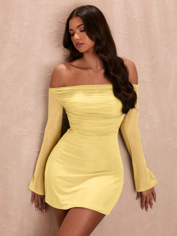 SHEIN BAE Robe mini évasée asymétrique à volants sexy pour femmes, vert sauge