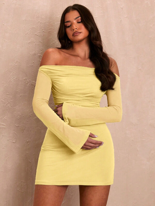 SHEIN BAE Robe mini évasée asymétrique à volants sexy pour femmes, vert sauge – Image 19