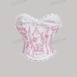 SHEIN MOD Bustier À Lacets Décoratif avec Motif de Fleurs