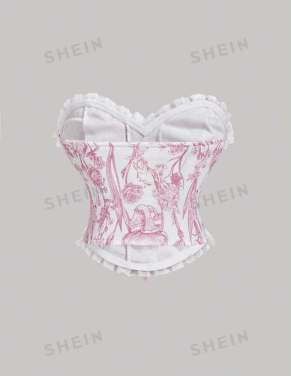 SHEIN MOD Bustier À Lacets Décoratif avec Motif de Fleurs – Image 2