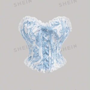 SHEIN MOD Bustier À Lacets Décoratif avec Motif de Fleurs