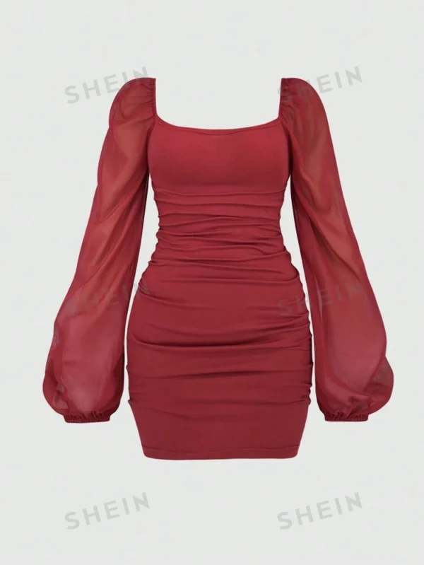 SHEIN Robe courte col rond manches longues – Image 3