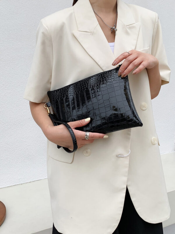 Sac Embrayage Minimaliste En Relief De Crocodile – Image 3