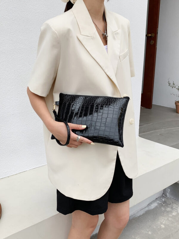 Sac Embrayage Minimaliste En Relief De Crocodile – Image 5