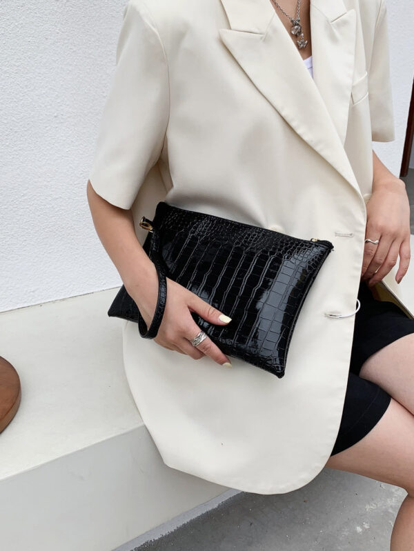 Sac Embrayage Minimaliste En Relief De Crocodile – Image 6
