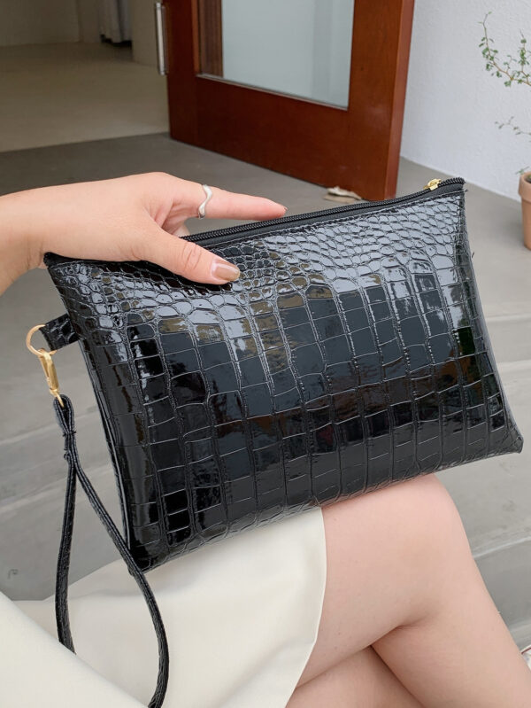 Sac Embrayage Minimaliste En Relief De Crocodile – Image 7