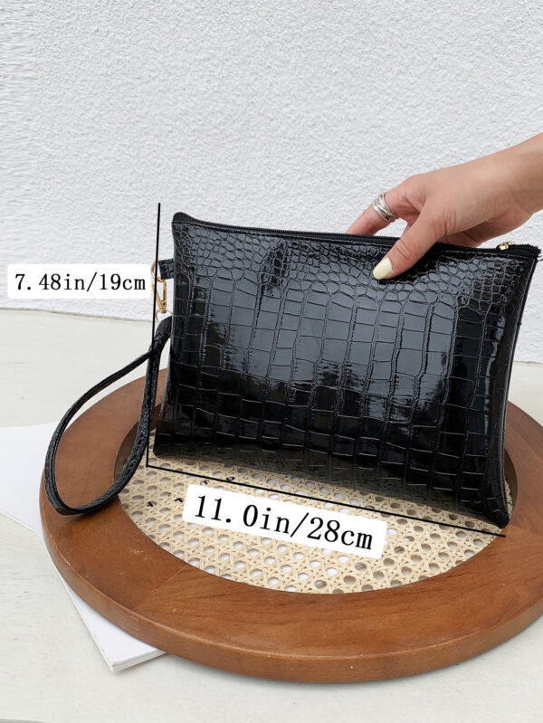 Sac Embrayage Minimaliste En Relief De Crocodile – Image 8