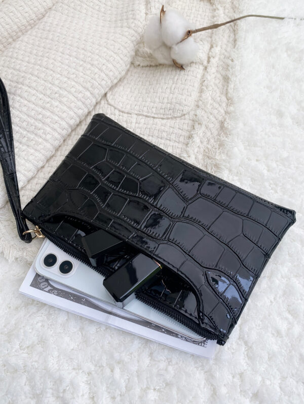 Sac carré mini à impression crocodile, – Image 3