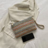 Sac En Paille Avec Motif À Chevrons Tissé Et Dragonne Pour Les Festivals / Vacances – Image 8