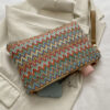 Sac En Paille Avec Motif À Chevrons Tissé Et Dragonne Pour Les Festivals / Vacances – Image 11