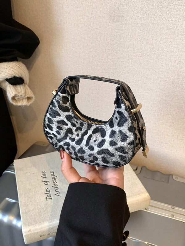 Sac à bandoulière croissant léopard chic, sac à épaule casual, sac de mode 2024 élégant sous le bras pour femmes