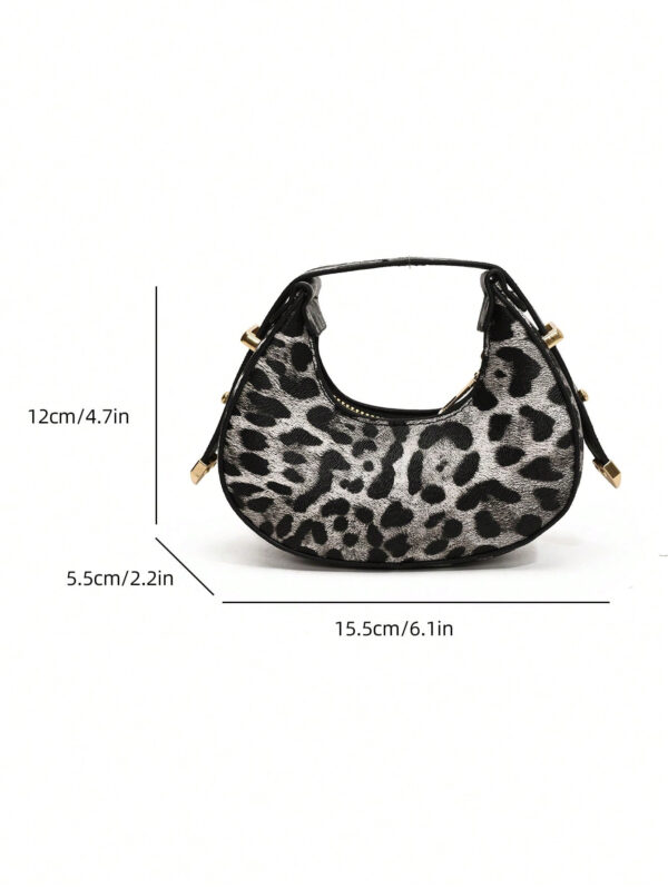 Sac à bandoulière croissant léopard chic, sac à épaule casual, sac de mode 2024 élégant sous le bras pour femmes – Image 3