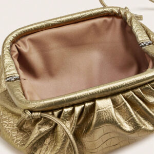 Lightweight Crocodile Embossed Ruched Clutch Bag, Mothers Day Gift For Mom Shiny Holiday