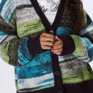 MUSERA Contrast Striped Knit Cardigan Winter Clothes Christmas Thanksgiving