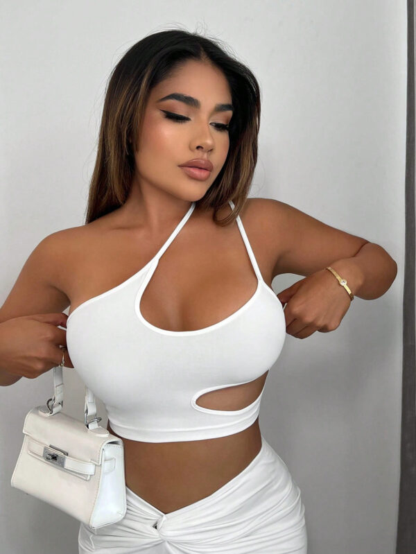 SHEIN SXY Femmes Haut Blanc, Robes Blanches Femmes Haut Blanc, Crop-haut Blanc Tenue Blanche Top Blanc Asymétrique Tube Haut