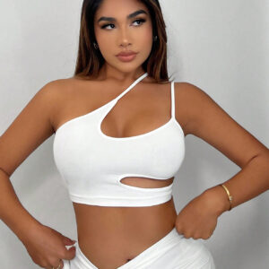 SHEIN SXY Femmes Haut Blanc, Robes Blanches Femmes Haut Blanc, Crop-haut Blanc Tenue Blanche Top Blanc Asymétrique Tube Haut