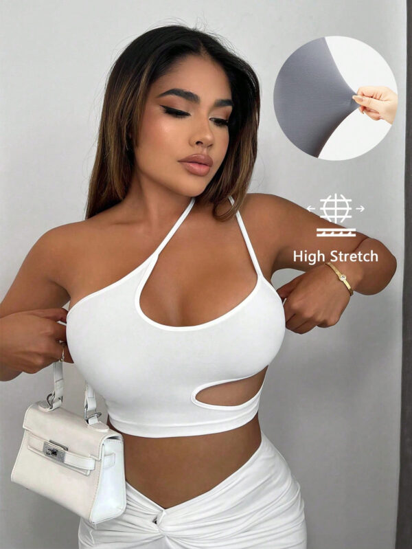 SHEIN SXY Femmes Haut Blanc, Robes Blanches Femmes Haut Blanc, Crop-haut Blanc Tenue Blanche Top Blanc Asymétrique Tube Haut – Image 8