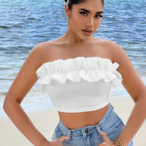 SHEIN SXY Top bandeau court à volants