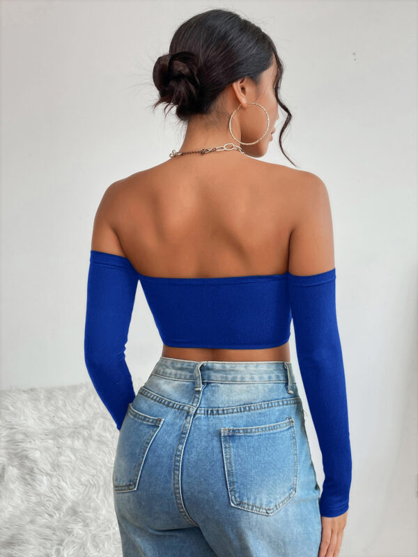 SHEIN PETITE Haut Court Uni À Épaules Dénudées – Image 30