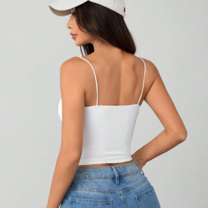 SHEIN PETITE Camisole blanche de base ajustée et respirante pour femmes, hauts de camisole sans soutien-gorge pour femmes