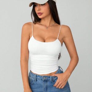 SHEIN PETITE Camisole blanche de base ajustée et respirante pour femmes, hauts de camisole sans soutien-gorge pour femmes