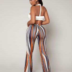 SHEIN SXY Pantalon à rayures taille haute évasé