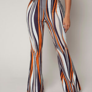 SHEIN SXY Pantalon à rayures taille haute évasé