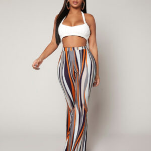 SHEIN SXY Pantalon à rayures taille haute évasé