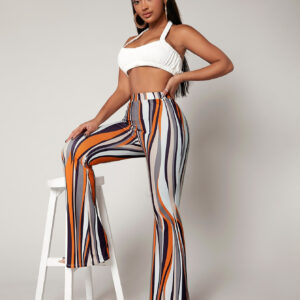 SHEIN SXY Pantalon à rayures taille haute évasé