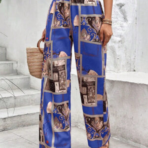 SHEIN Holidaya Pantalon ample à imprimé foulard