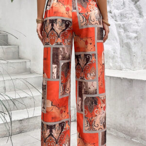 SHEIN Holidaya Pantalon ample à imprimé foulard