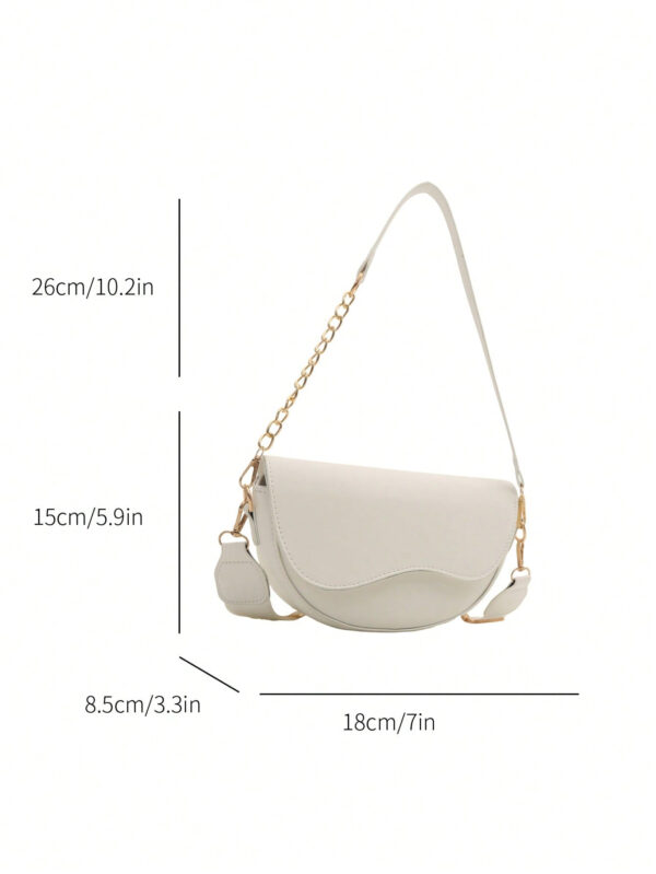 Sac bandoulière en chaîne à la mode, sac à selle minimaliste pour femme, petit sac à bandoulière simple et sac à rabat – Image 10