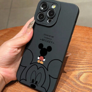 Disney Étui de téléphone anti-chute peint avec silhouette de Mickey Mouse mignon et dessin animé, compatible avec les téléphones Apple