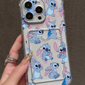 Disney Étui de téléphone transparent en TPU avec motif Stitch rigolo, compatible avec les téléphones Apple