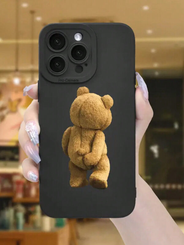 1 pièce Étui de protection antichoc en TPU noir avec graphique d'ours unique "Grope Butt" compatible avec iPhone 16/15/14/13/12/11 Pro Max et autres téléphones
