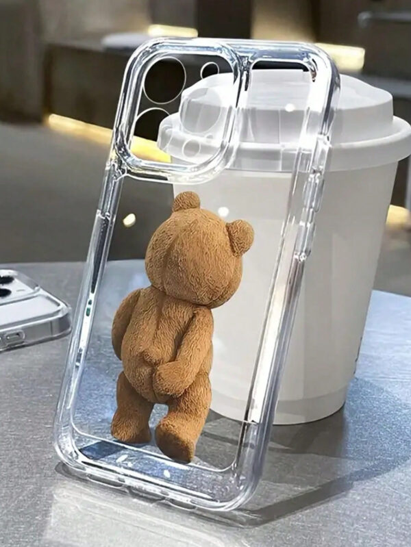 1 pièce Étui de protection antichoc en TPU noir avec graphique d'ours unique "Grope Butt" compatible avec iPhone 16/15/14/13/12/11 Pro Max et autres téléphones – Image 2
