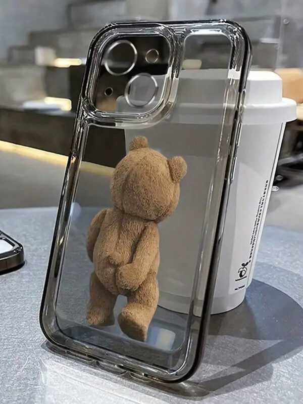 1 pièce Étui de protection antichoc en TPU noir avec graphique d'ours unique "Grope Butt" compatible avec iPhone 16/15/14/13/12/11 Pro Max et autres téléphones – Image 3