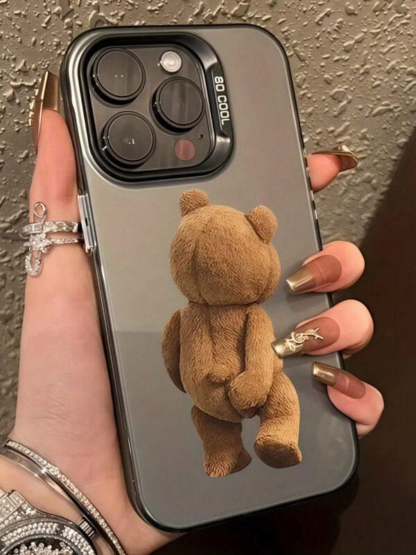 1 pièce Étui de protection antichoc en TPU noir avec graphique d'ours unique "Grope Butt" compatible avec iPhone 16/15/14/13/12/11 Pro Max et autres téléphones – Image 5
