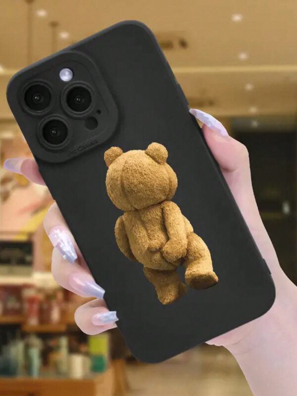 1 pièce Étui de protection antichoc en TPU noir avec graphique d'ours unique "Grope Butt" compatible avec iPhone 16/15/14/13/12/11 Pro Max et autres téléphones – Image 7