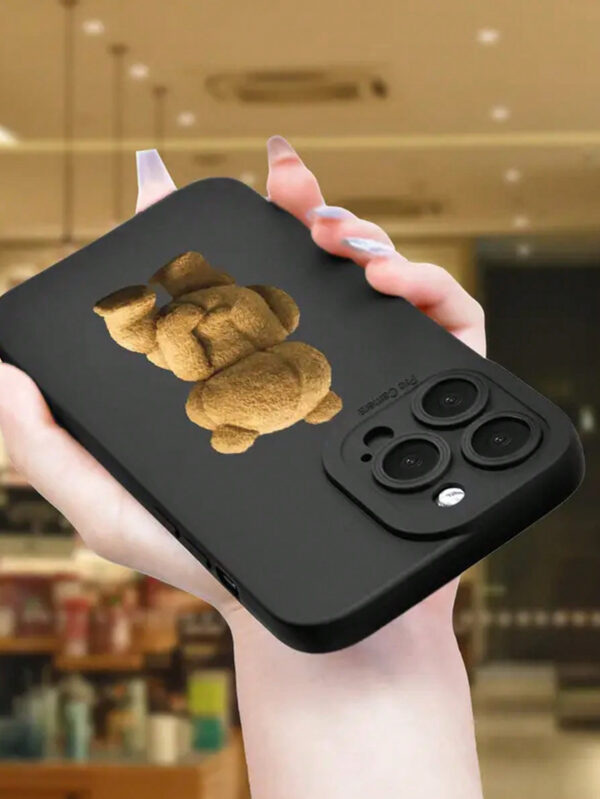 1 pièce Étui de protection antichoc en TPU noir avec graphique d'ours unique "Grope Butt" compatible avec iPhone 16/15/14/13/12/11 Pro Max et autres téléphones – Image 8