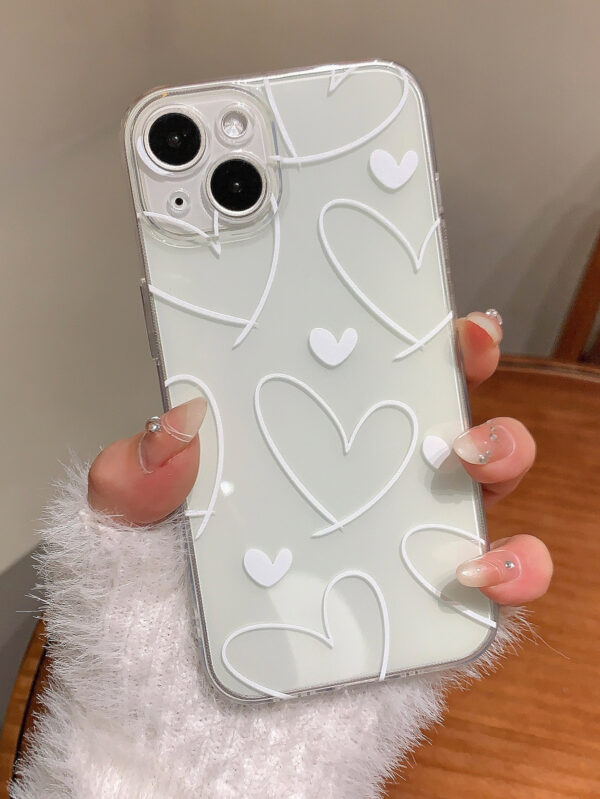 1 pièce Étui de téléphone en TPU transparent à motif de cœur mignon avec couverture complète, compatible avec les téléphones Apple iPhone 16/15/14/13/12/11 Pro Max et Samsung