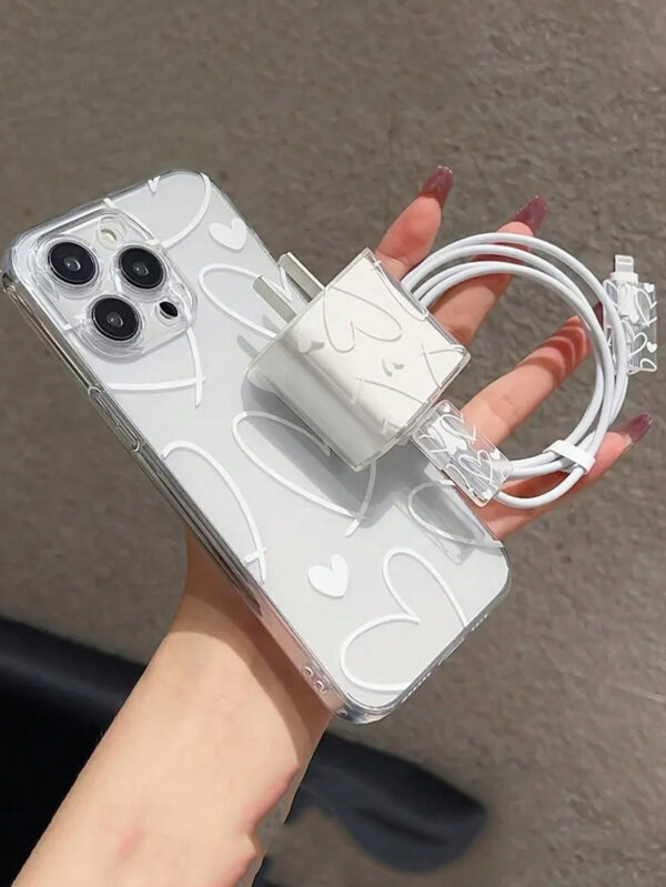 1 pièce Étui de téléphone en TPU transparent à motif de cœur mignon avec couverture complète, compatible avec les téléphones Apple iPhone 16/15/14/13/12/11 Pro Max et Samsung – Image 5