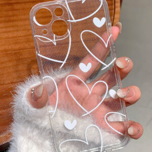 1 pièce Étui de téléphone en TPU transparent à motif de cœur mignon avec couverture complète, compatible avec les téléphones Apple iPhone 16/15/14/13/12/11 Pro Max et Samsung