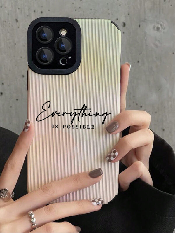 1 Pièce Housse De Téléphone Portable Souple Imprimée D'alphabet Et De Slogan Compatible Avec Iphone Et Samsung – Image 2