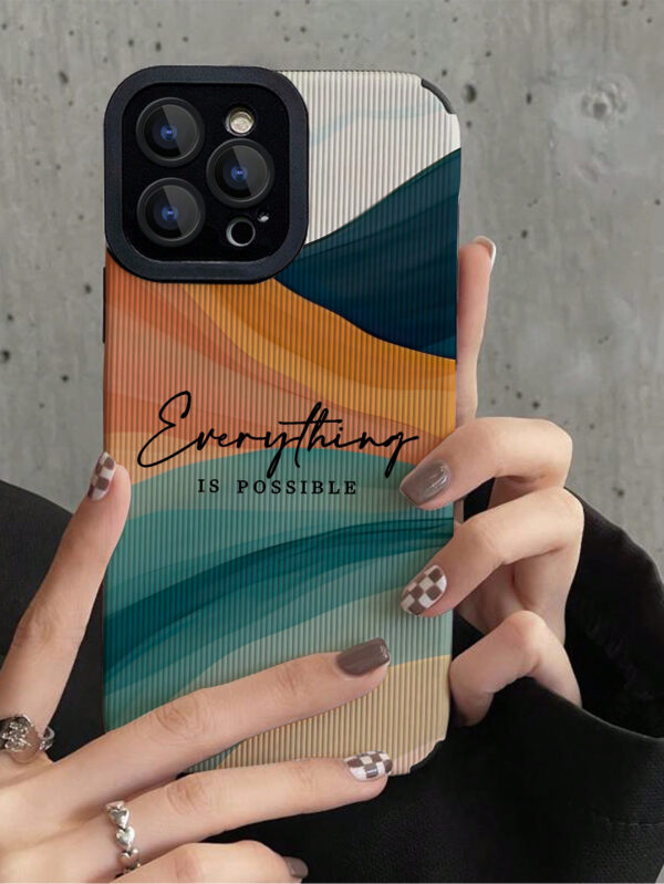 1 Pièce Housse De Téléphone Portable Souple Imprimée D'alphabet Et De Slogan Compatible Avec Iphone Et Samsung – Image 3