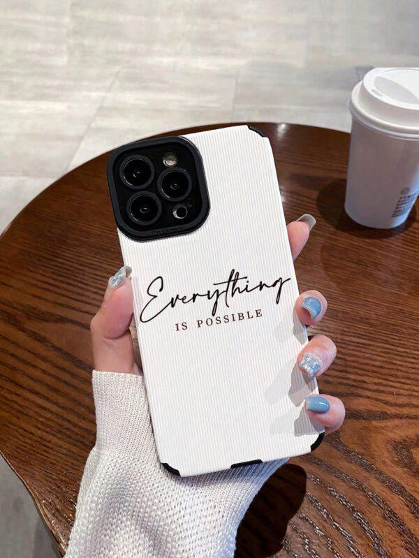 1 Pièce Housse De Téléphone Portable Souple Imprimée D'alphabet Et De Slogan Compatible Avec Iphone Et Samsung – Image 5